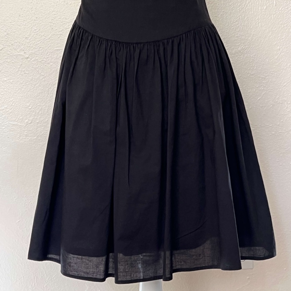 Lightweight, Black, Gathered-Waist, Double-Layer Cotton Skirt